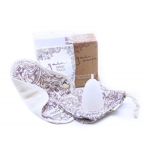 Gaia cup – menstruační kalíšek + slipová vložka a čistící prášek velikost S