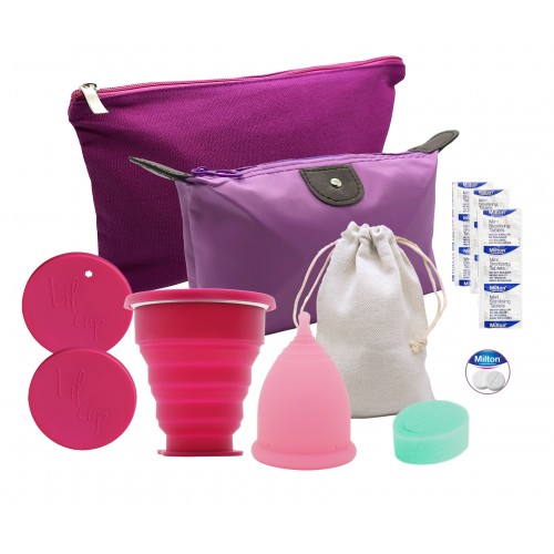 Lilcup Joy fialový startovací balíček, sada menstruačních pomůcek